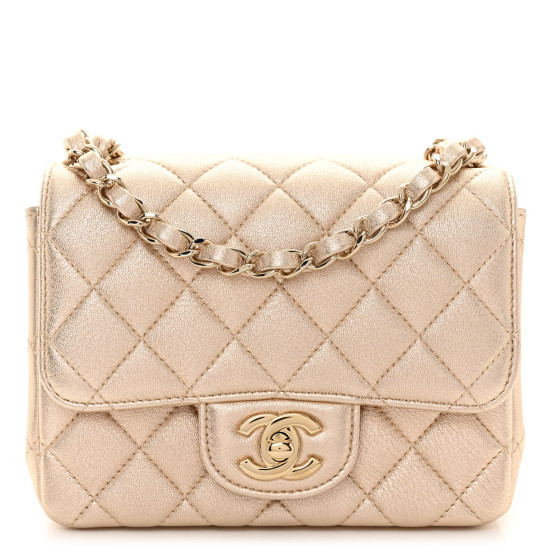 Metallic Lambskin Quilted Mini Square Flap Gold | FASHIONPHILE (US)