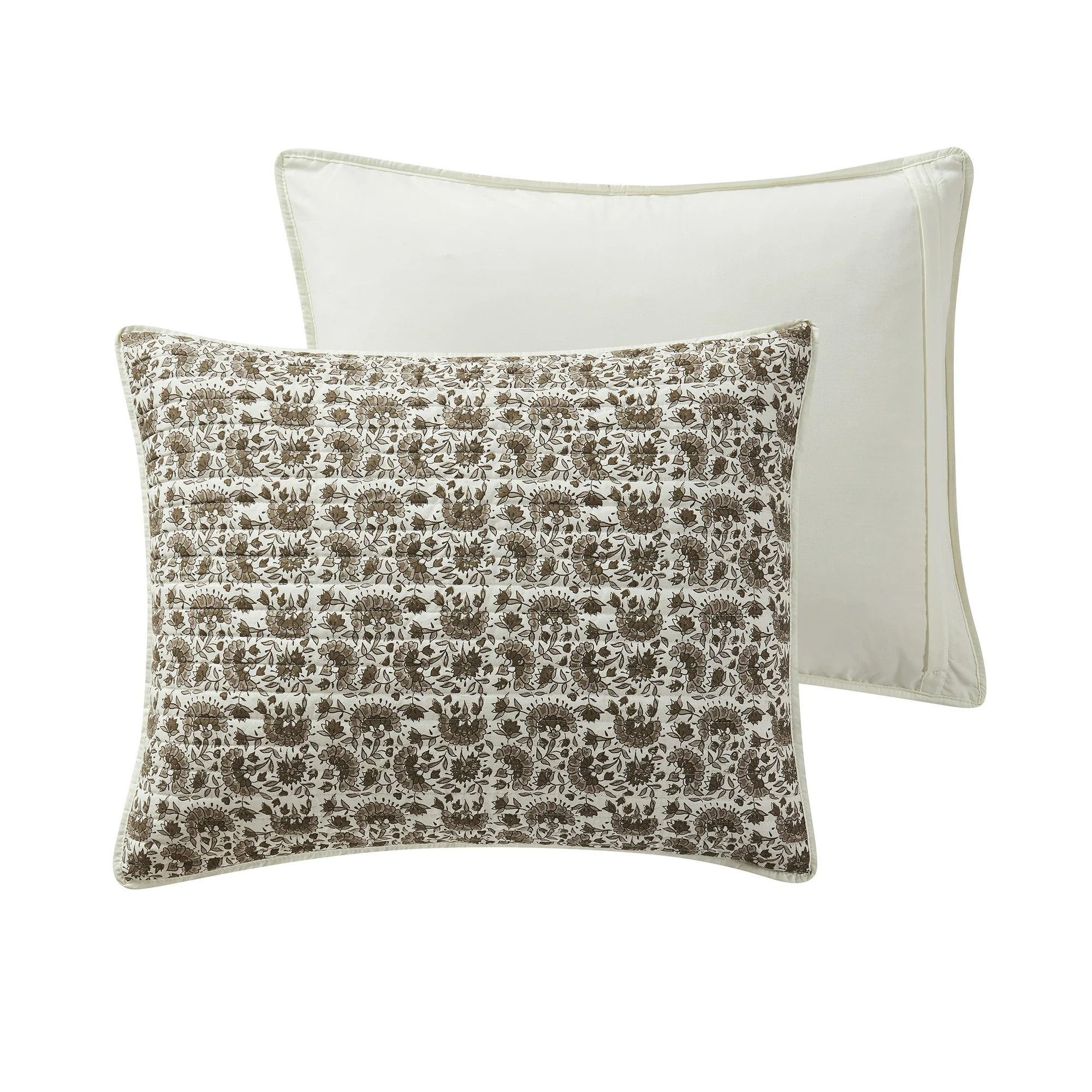 My Texas House Dahlia 3-Piece Ivory/Brown Floral Adult Quilt Set, Full/Queen | Walmart (US)