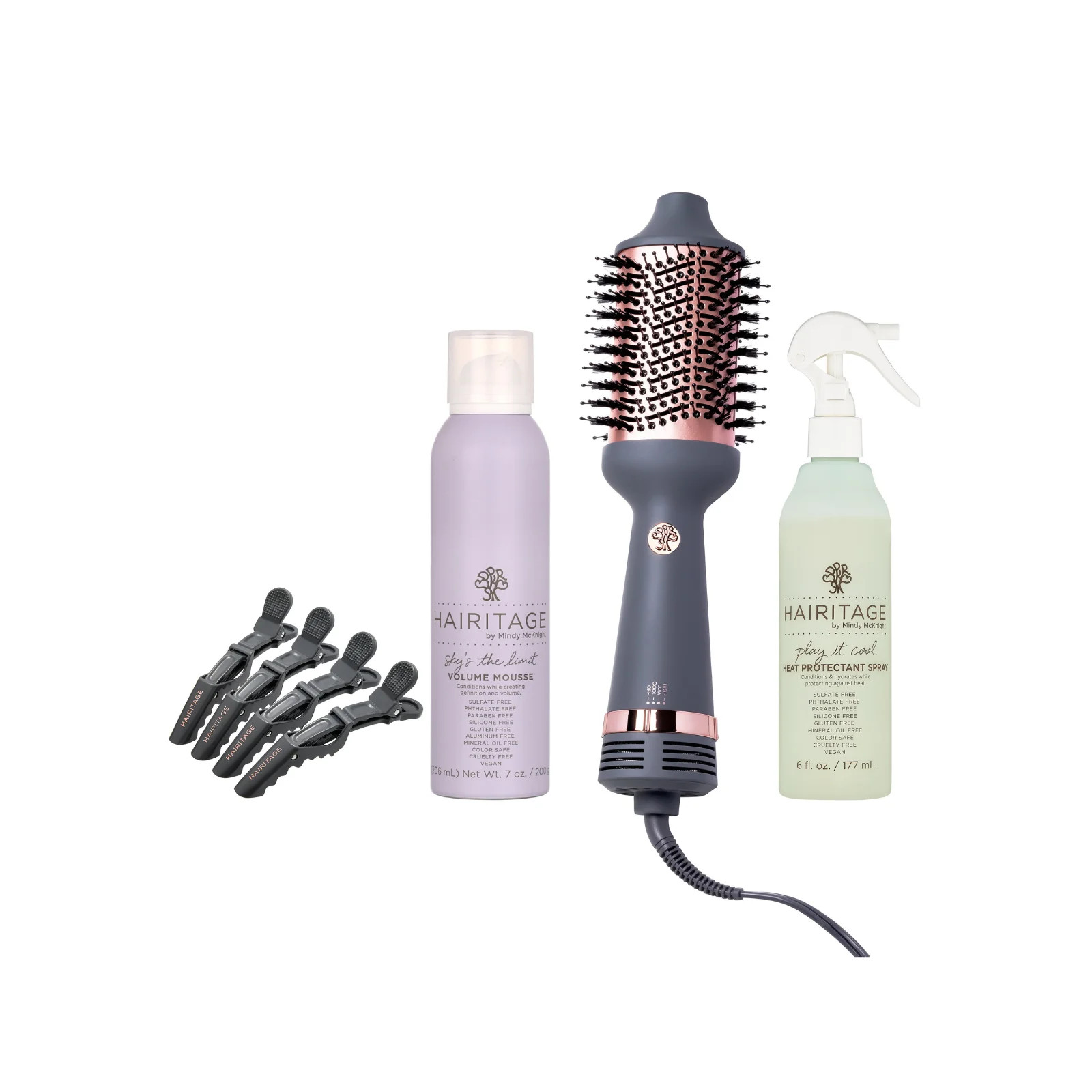 Hairitage Big Hair Volumizing Set: Ceramic Hair Dryer Brush for Curing and Straightening with Pla... | Walmart (US)