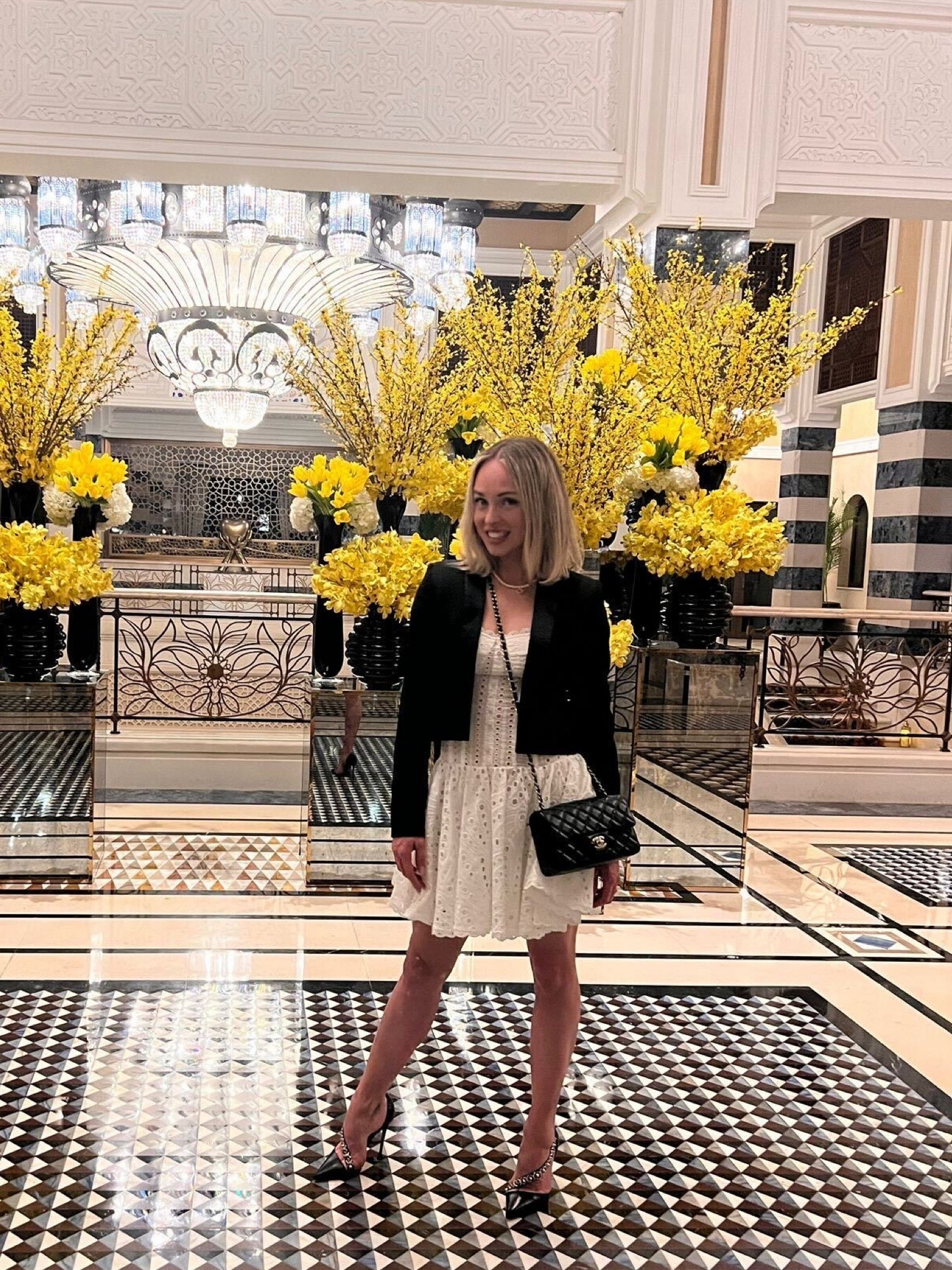 Cropped blazer, cropped jacket, white dress, black blazer, crochet dress, occasion wear, outfit ideas, outfit inspo, spring outfits 

#LTKeurope #LTKfit #LTKSeasonal