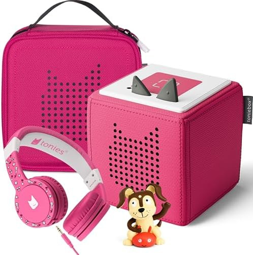 Toniebox 1 Audio Player Bundle with Playtime Puppy, Headphones, and Carrying Case - Pink | Amazon (US)
