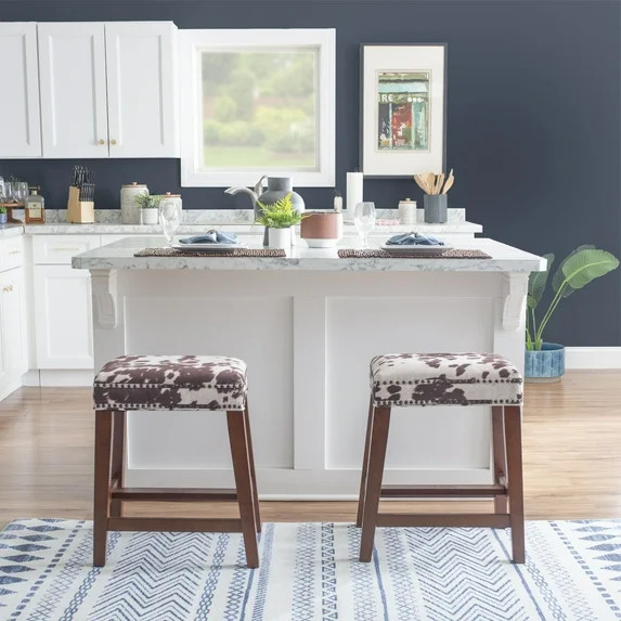 Linon Walt Cow Print Counter Stool, 24.5 inch Seat Height, Multiple Colors - Walmart.com | Walmart (US)