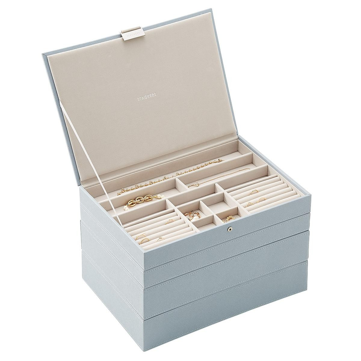 Stackers Dusky Blue Supersize Premium Stackable Jewelry Box | The Container Store