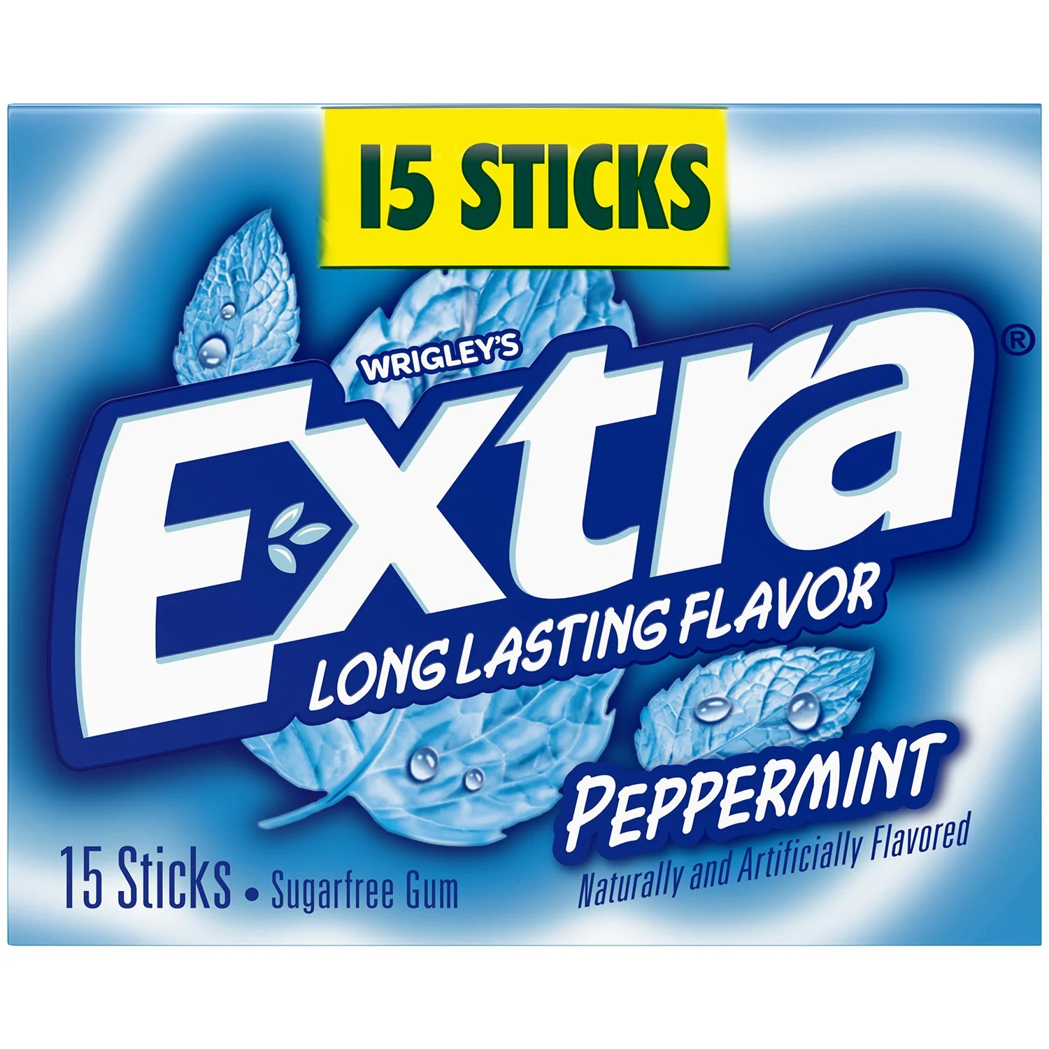 Extra Gum Peppermint Sugar Free Chewing Gum, Single Pack - 15 Stick | Walmart (US)