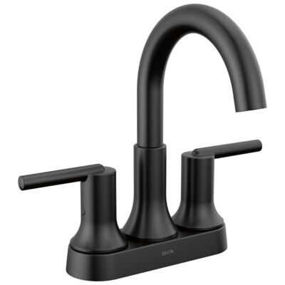 Delta Trinsic Matte Black 2-Handle 4-in centerset WaterSense Bathroom Sink Faucet with Drain with... | Lowe's