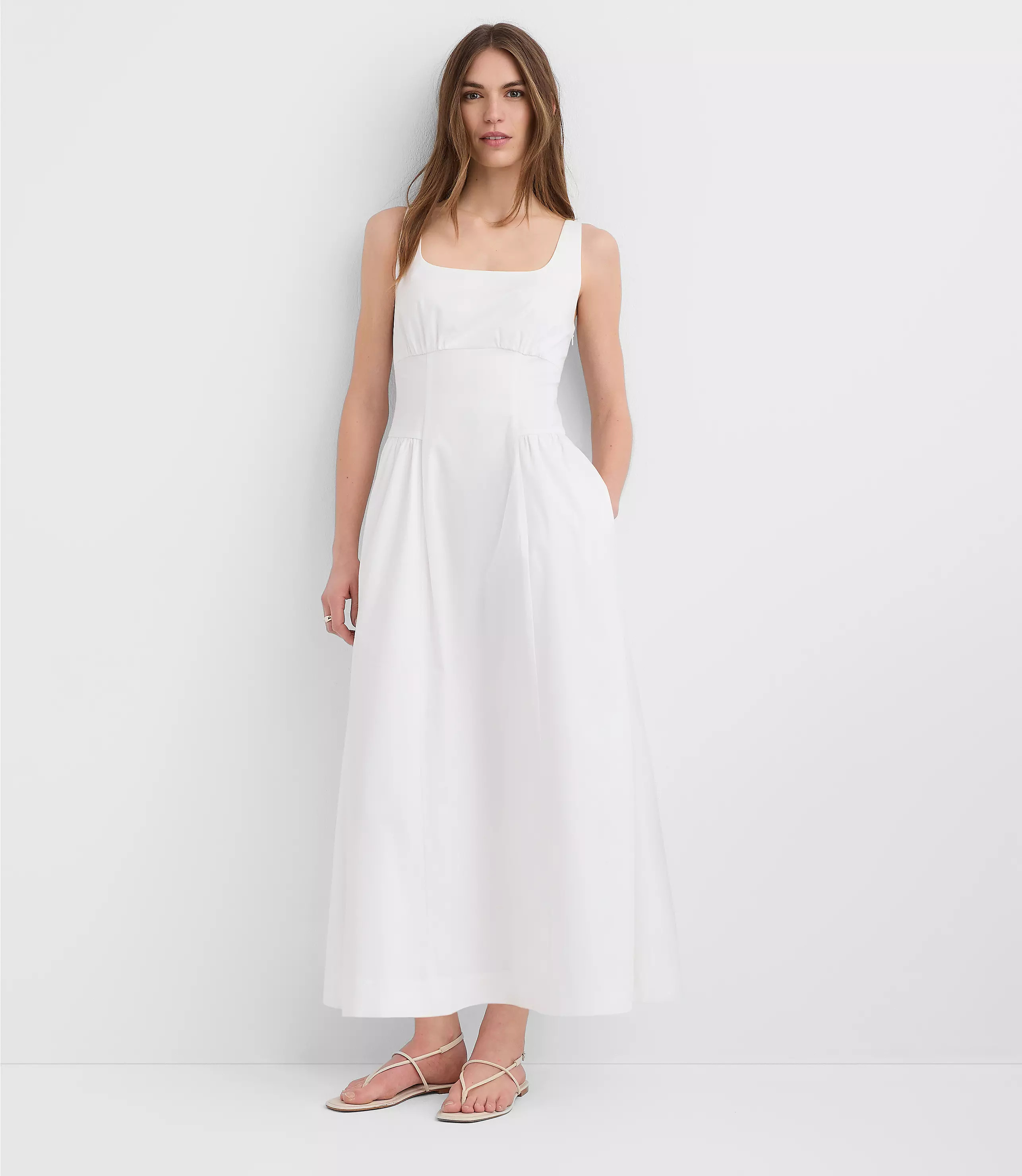 Petite Seamed Waist Midi Pocket Dress | LOFT