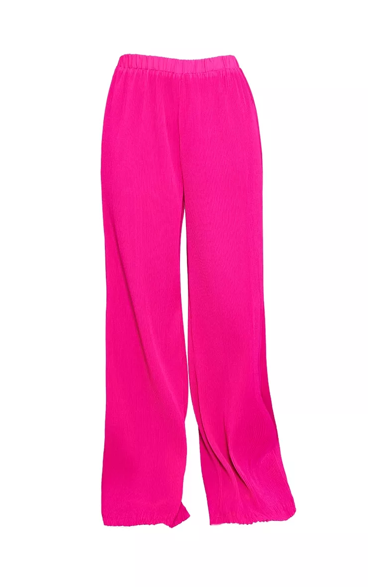 Plus Dusty Pink Plisse High Waisted Wide Leg Pants