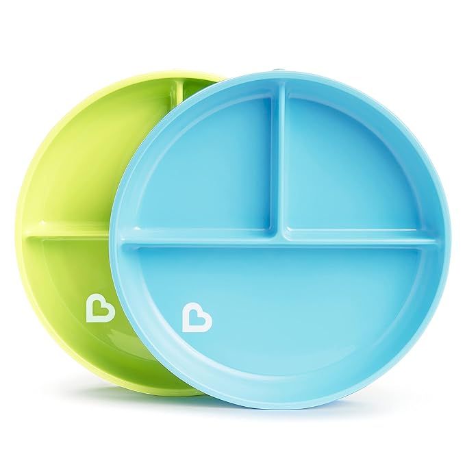 Munchkin® Stay Put™ Divided Suction Toddler Plates, Blue/Green | Amazon (US)