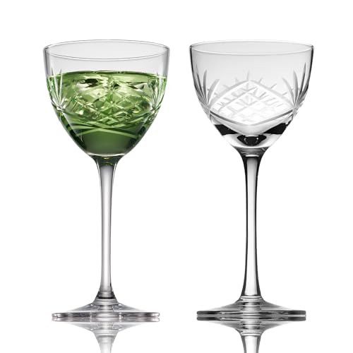 Fioance Nick and Nora Cocktail & Mocktail Glasses Set of 2 - Handcrafted (5oz Lead-Free Crystal Glasses) as Manhattan, Martini - Elegant Coupe Glass, Perfect for Home Bars and Gifts. | Amazon (US)