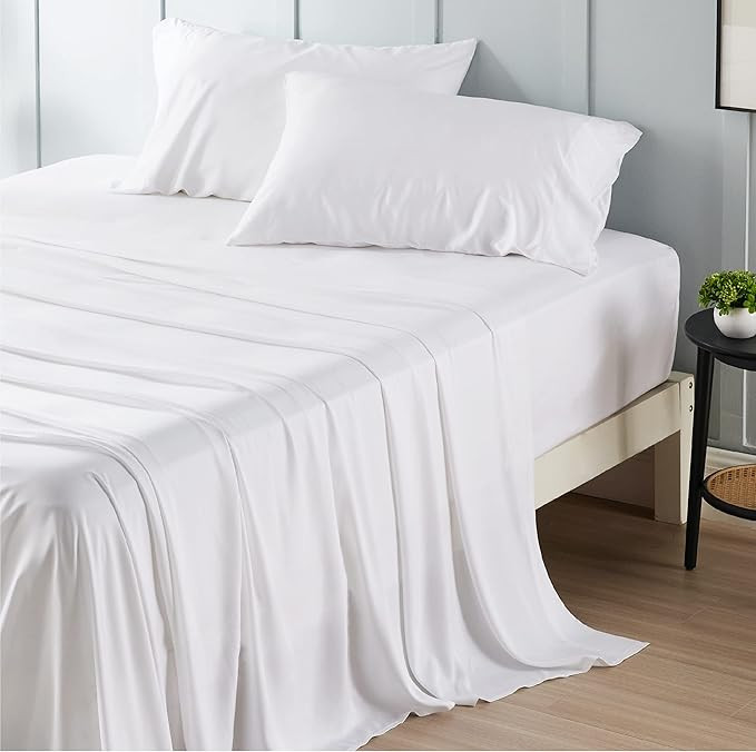 Amazon.com: Bedsure Bamboo Cooling Sheets Queen - 100% Viscose from Bamboo Sheets Set, 16" Deep P... | Amazon (US)
