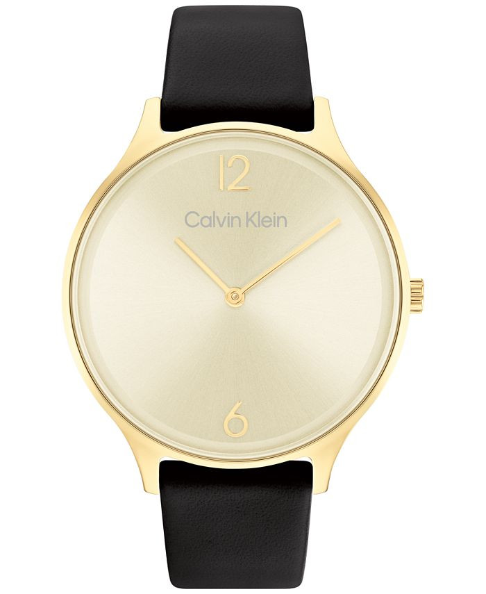 Calvin Klein Black Leather Strap Watch 38mm & Reviews - Macy's | Macys (US)