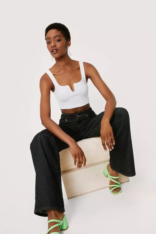 Notch Cut Out Ribbed Square Neck Crop Top | Nasty Gal (US)