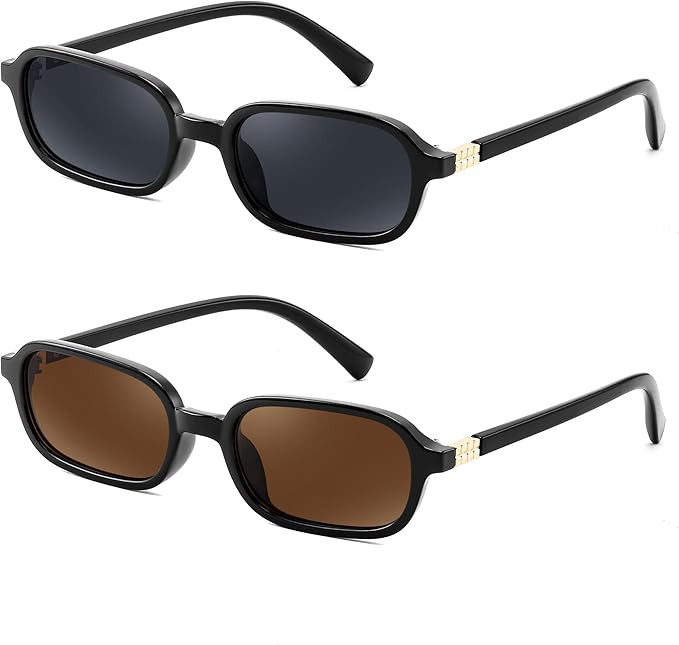 FEISEDY Retro Rectangular Sunglasses for Women Men 90s Small Vintage Fashion Square Sunnies B0282 | Amazon (US)