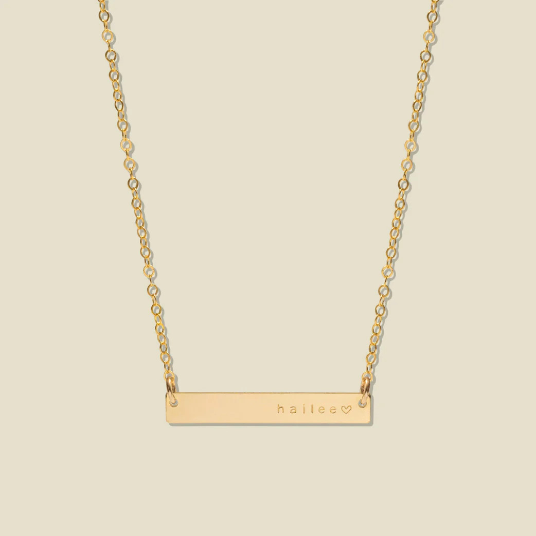 Made By Mary Name Bar Necklace—1.25" Horizontal | Custom, Handstamped | Made By Mary | Made By Mary