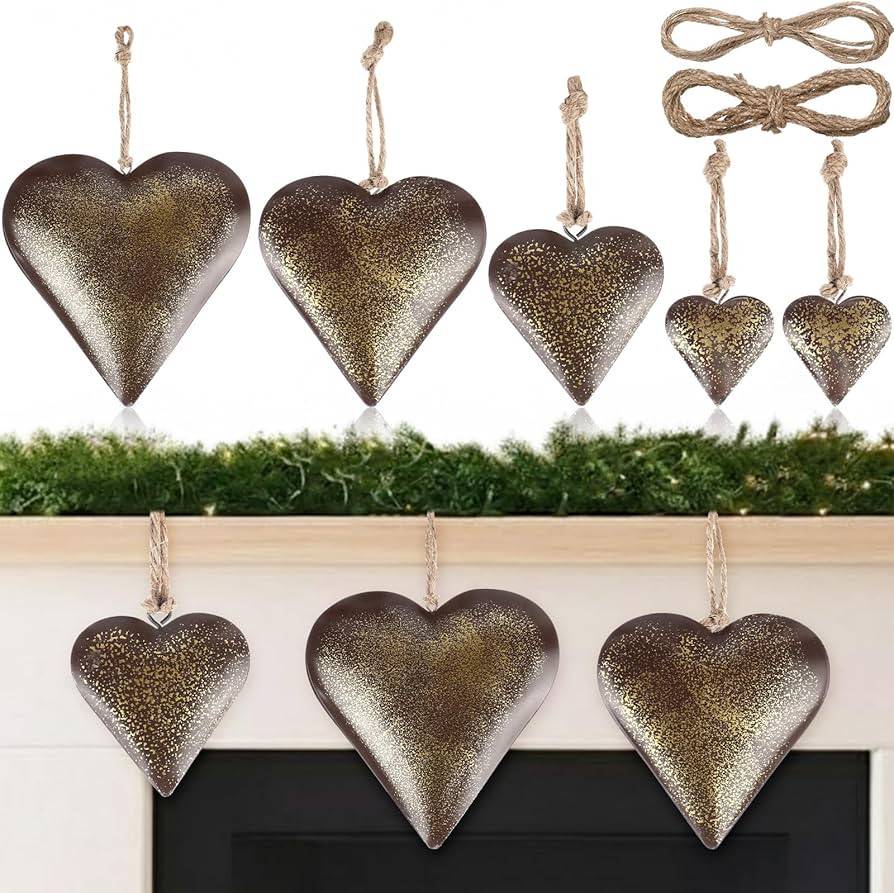 Frienda 8 Pcs Valentine's Day Metal Heart Indoor Outdoor Decorative Cow Bell Rustic Tibetan Inspi... | Amazon (US)