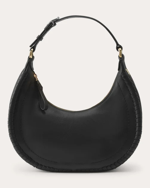Soleil Whipstitch-Trimmed Leather Shoulder Bag | Olivela