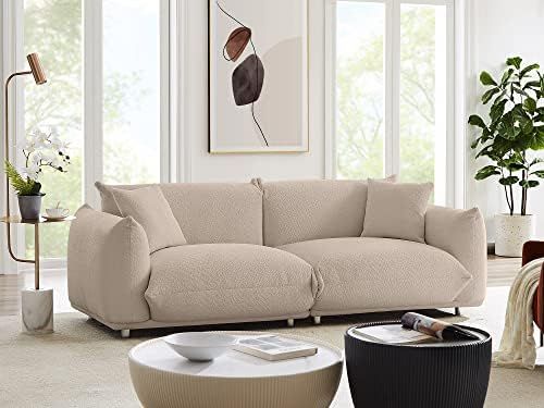 Couch Sofa, 90 Inches Lambswool 3 Cushion Arm Sofa Chairs Mid-Century Modern Sofa Living Room Cha... | Amazon (US)
