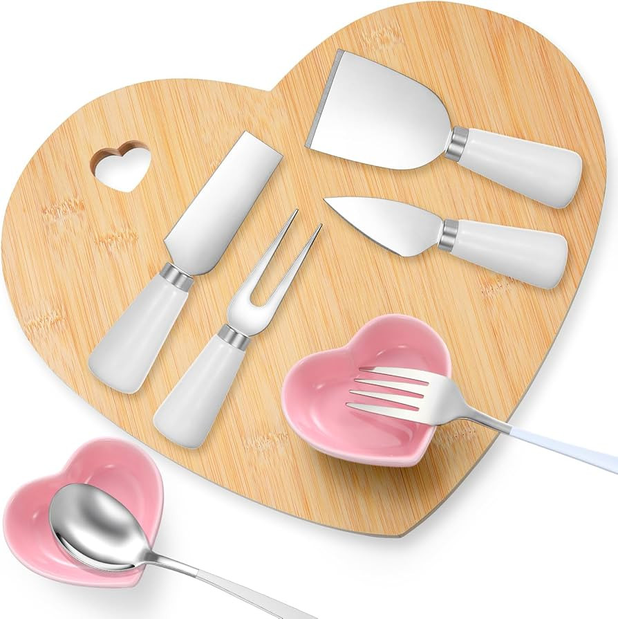 Maxcheck 9 Pcs Heart Shaped Charcuterie Board and Serving Set Including Bamboo Cutting Board Hear... | Amazon (US)