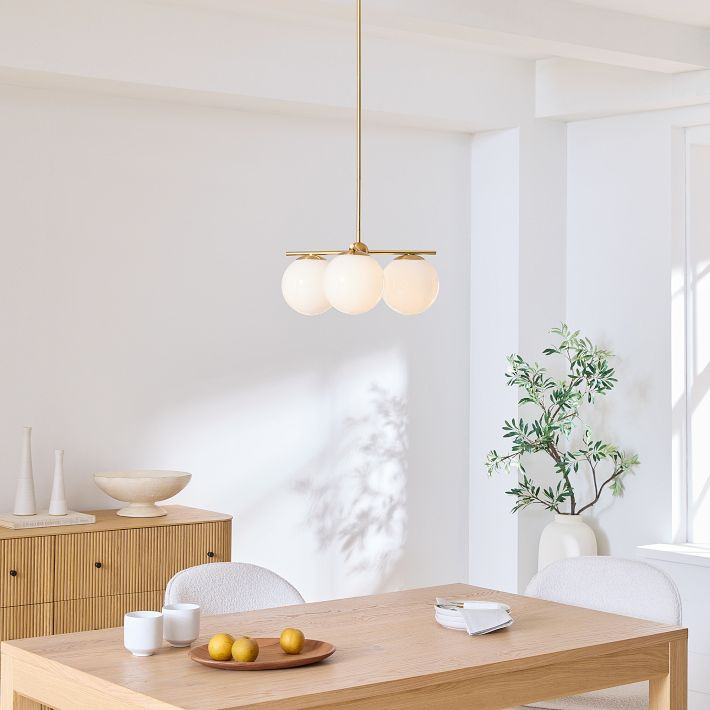Sphere & Stem 3-Light Chandelier - Milk | West Elm (US)
