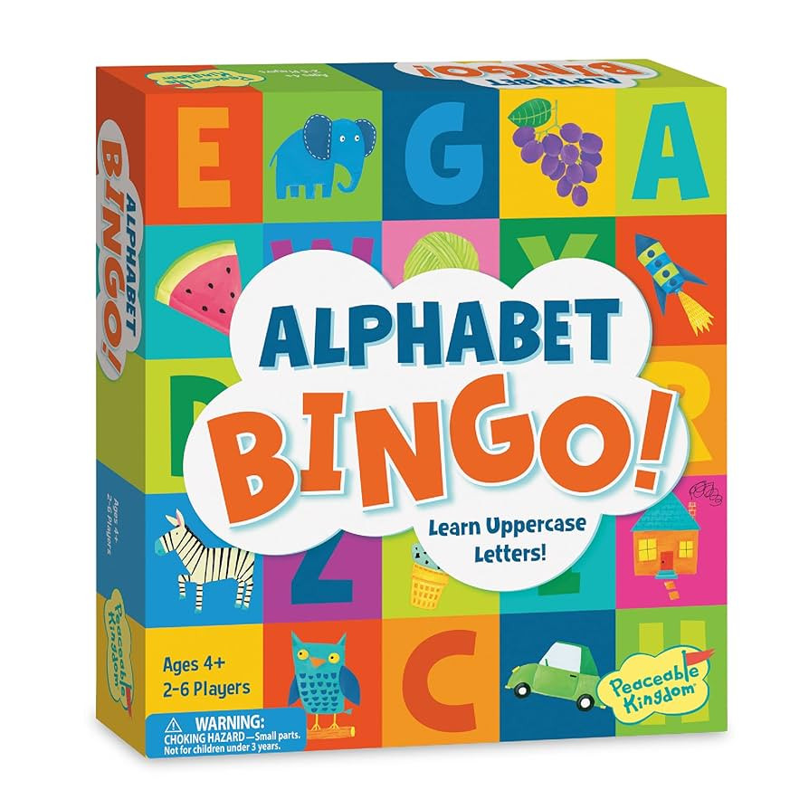 Peaceable Kingdom Alphabet Bingo! Letter Learning Educational Board Game for 2 to 6 Kids Ages 4+ | Amazon (US)