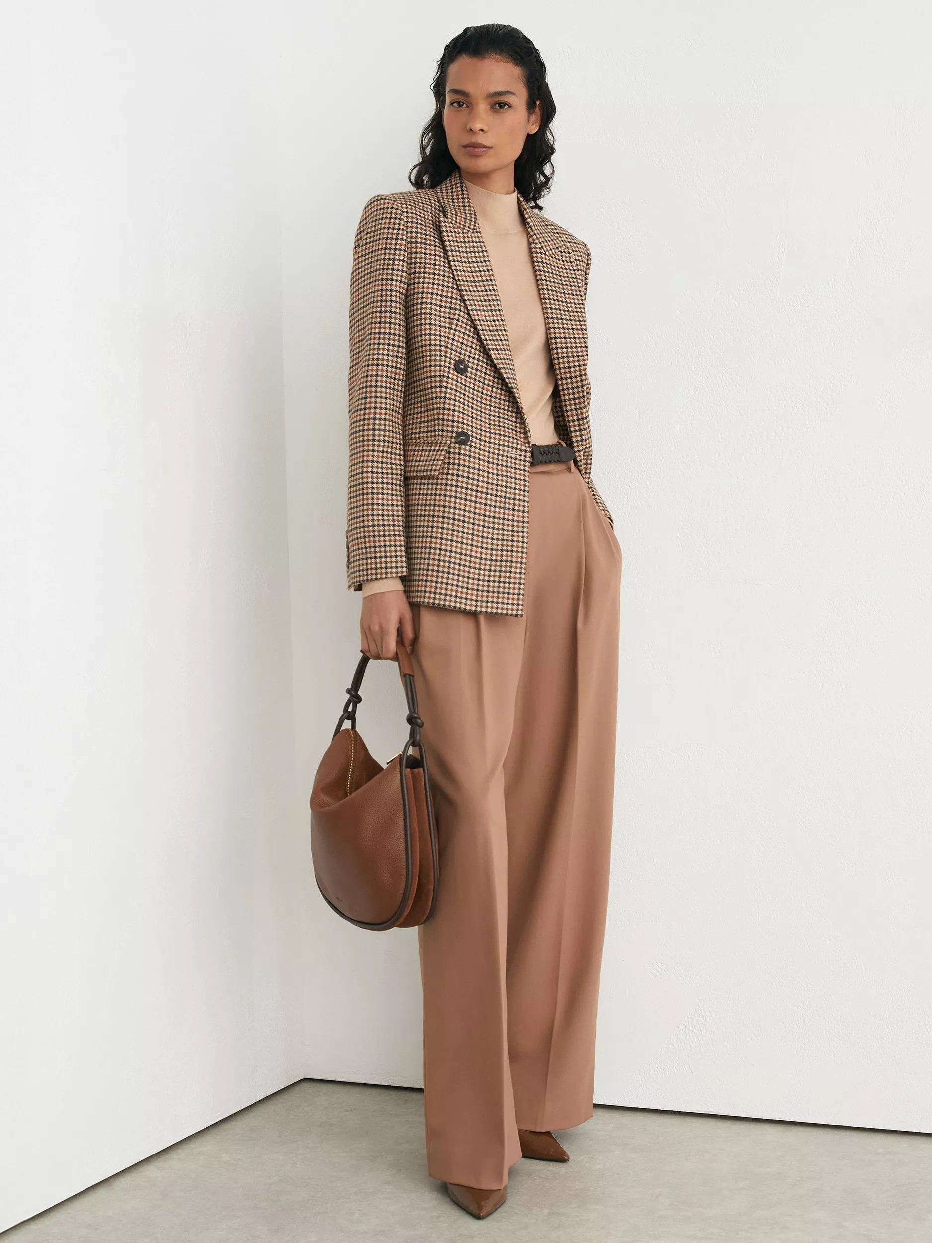 Reiss Willow Checked Wool Blazer, Stone/Multi | John Lewis (UK)