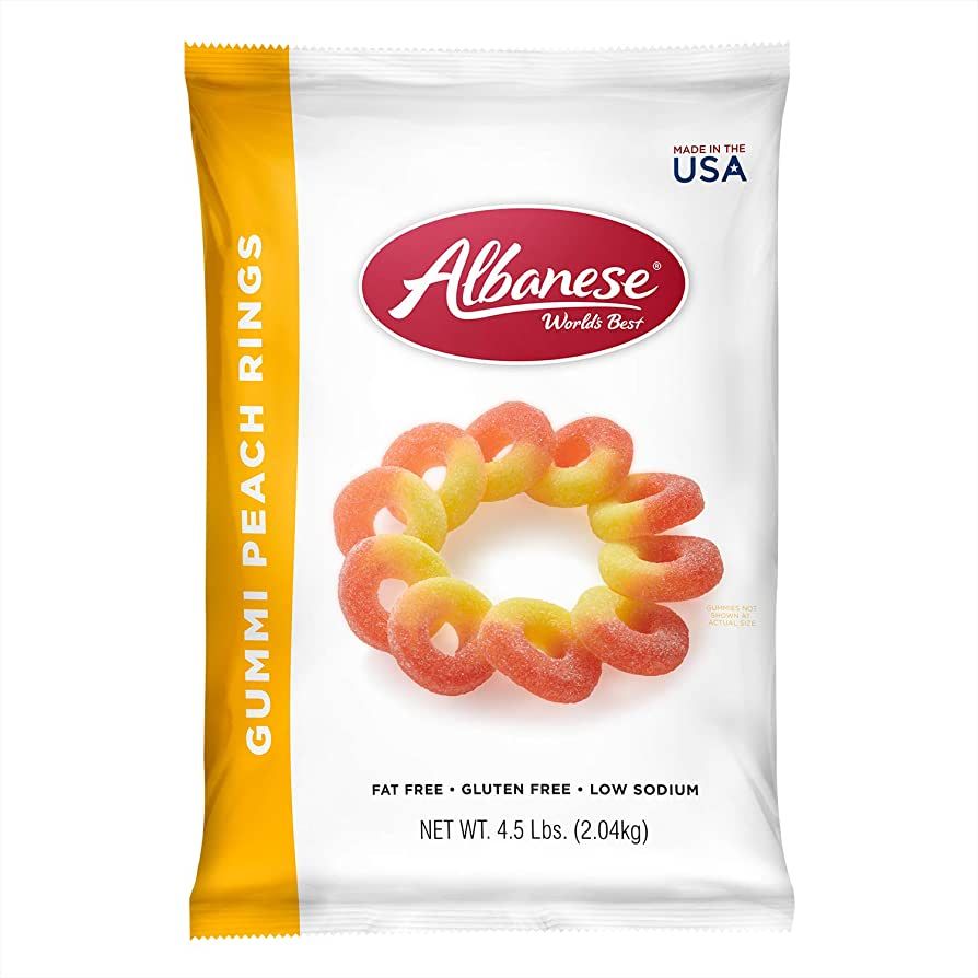 Albanese World's Best Gummi Peach Rings, 4.5lbs of Candy | Amazon (US)