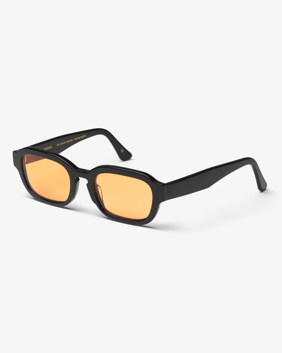 Sunglass 01 - Deep Black Solid - Orange | Colorful Standard