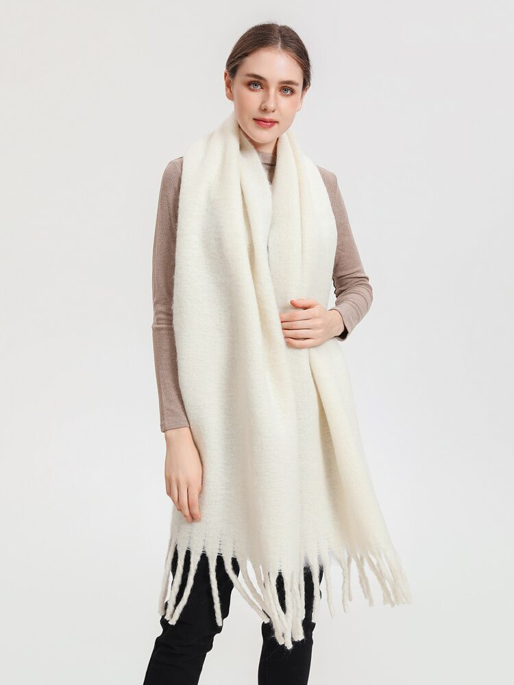 Solid Fringe Hem Scarf | SHEIN