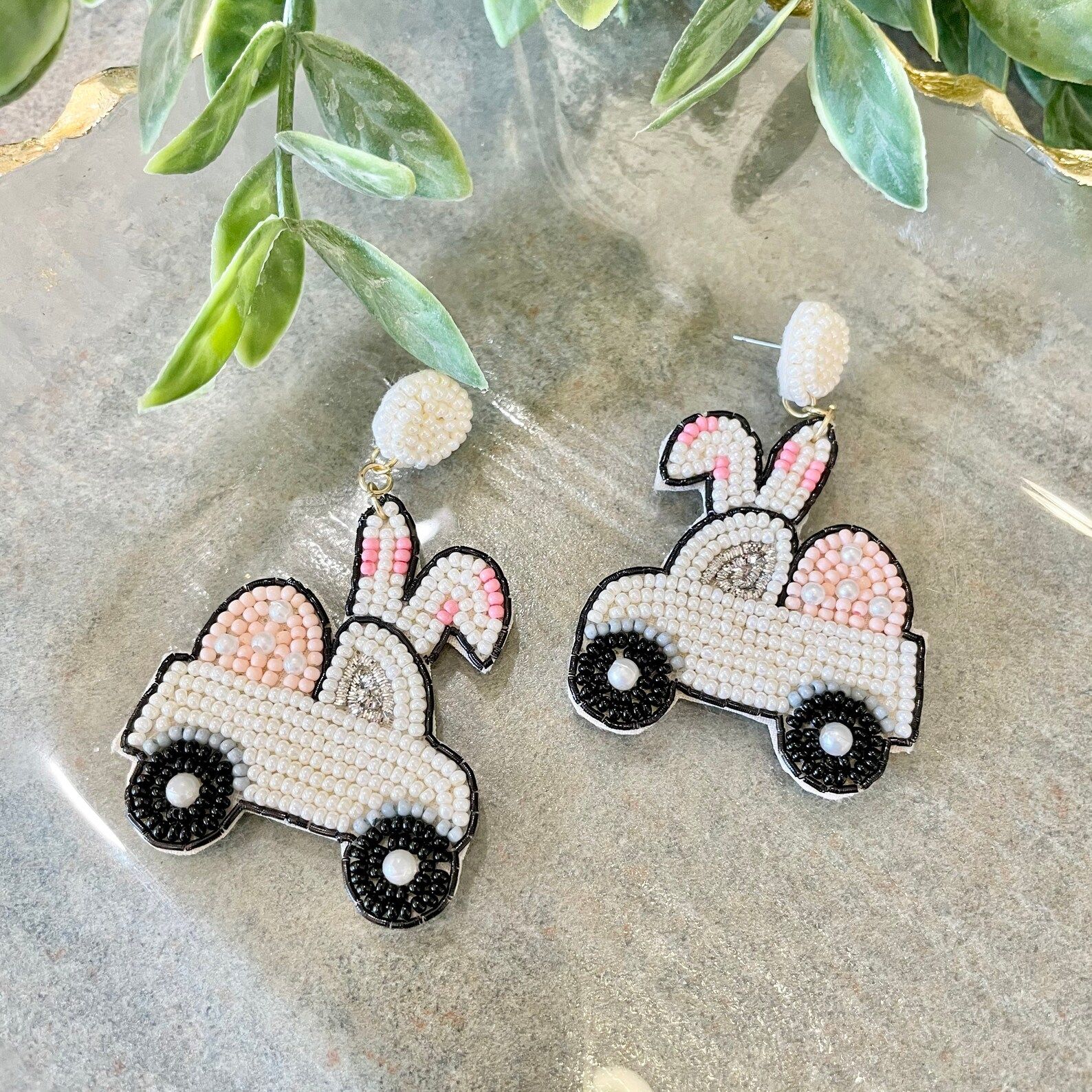 Easter Bunny  Rabbit Seed Beaded Post Earrings  2 Choices | Etsy | Etsy (US)