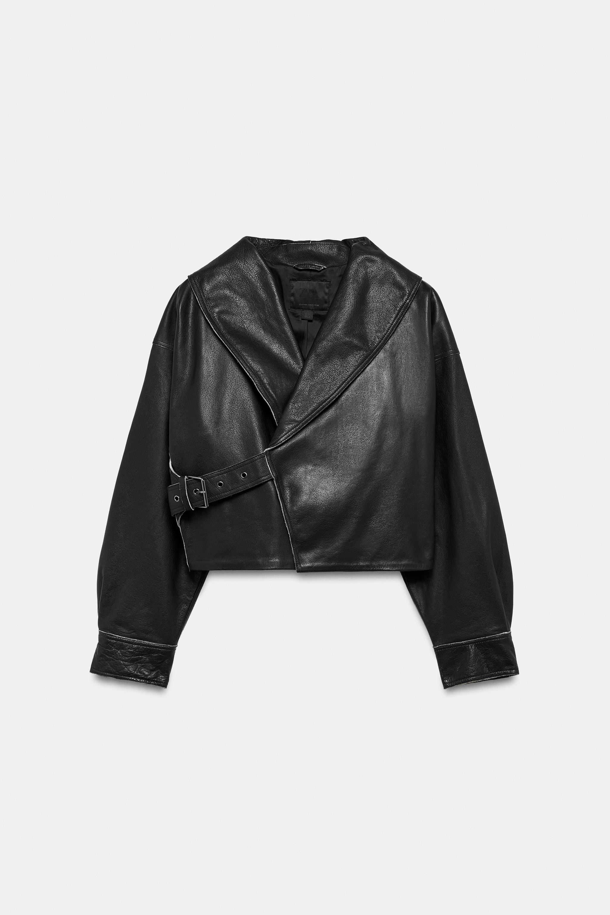 ZW COLLECTION 100% LEATHER BUCKLE JACKET | Zara UK