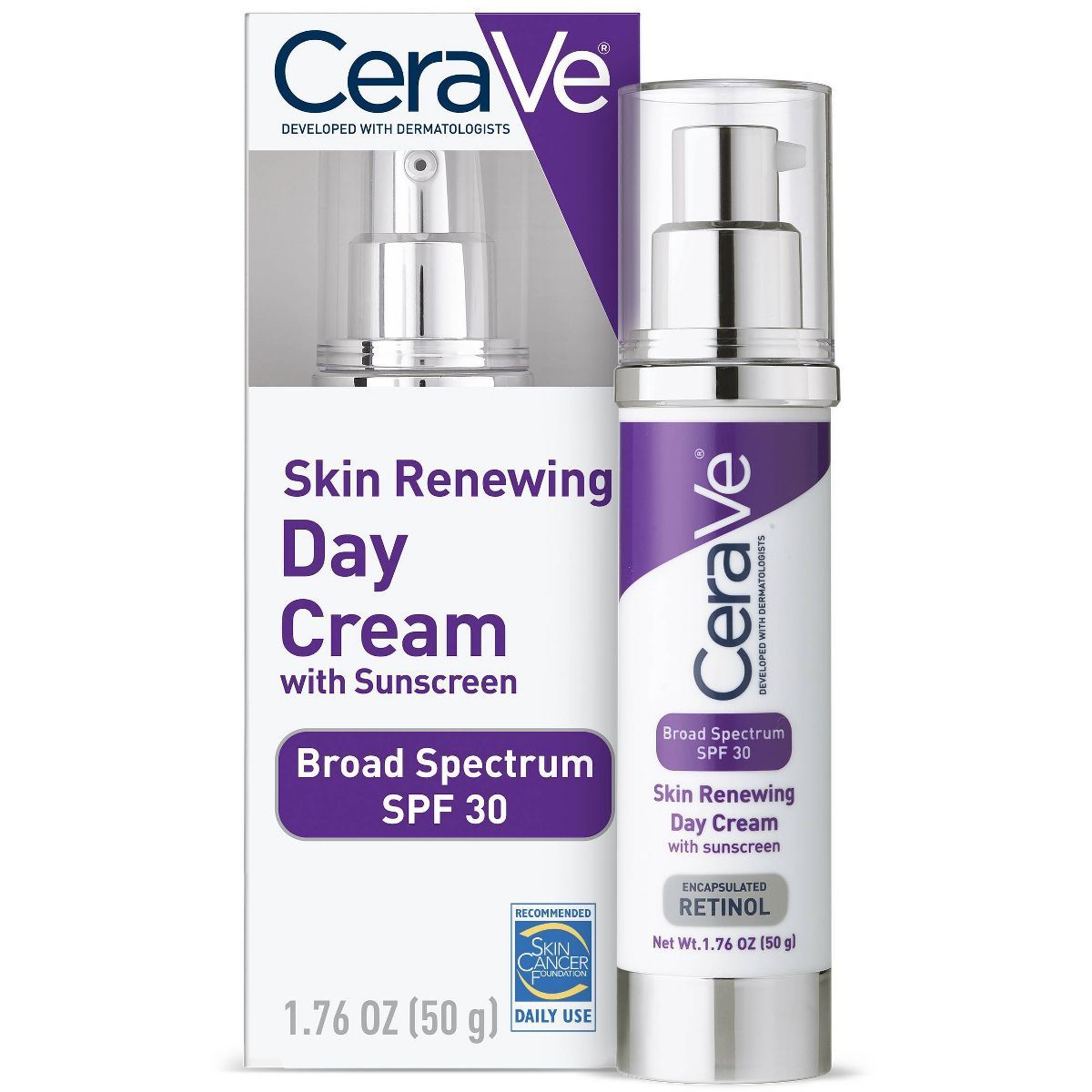 CeraVe Skin Renewing Anti-Aging Face Cream with Sunscreen and Retinol – SPF 30 – 1.76oz | Target