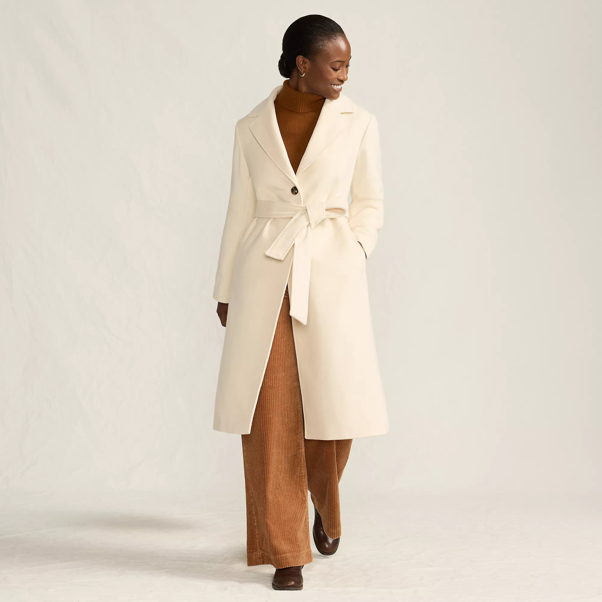 Women's Wool Wrap Long Coat | Lands' End (US)