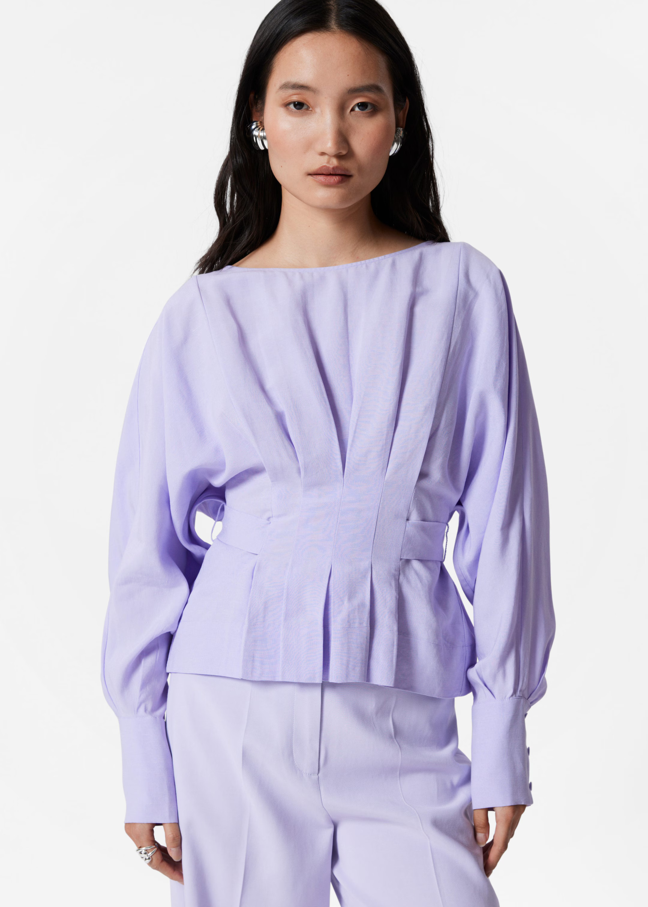 Pleated Boatneck Blouse - Lilac - Blouses - & Other Stories GB | & Other Stories UK