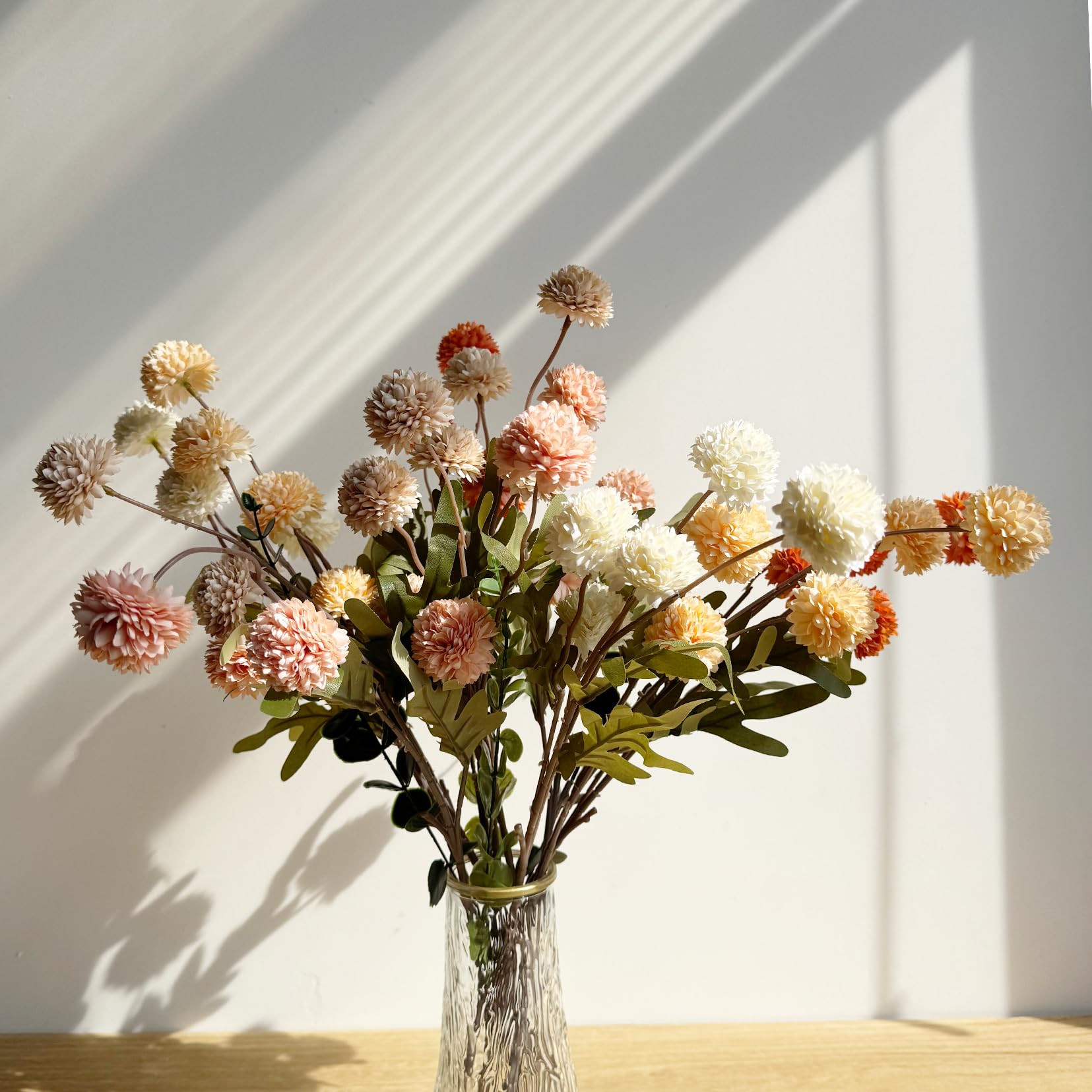 10pcs Faux Mixed Color Kiku Flowers, 5 Heads Each Stem & 4 Branches Eucalyptus Stems, Artificial ... | Amazon (US)