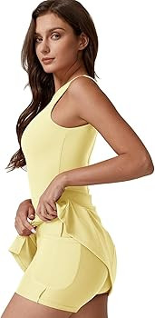 QINSEN Womens Crew Neck Tennis Dress Sleeveless Side Slit Golf Athletic Dress Build in Shorts wit... | Amazon (US)