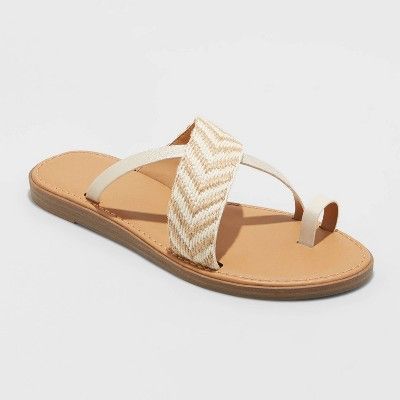 Women's Kallima Faux Leather Toe Ring Slide Sandals - A New Day™ | Target