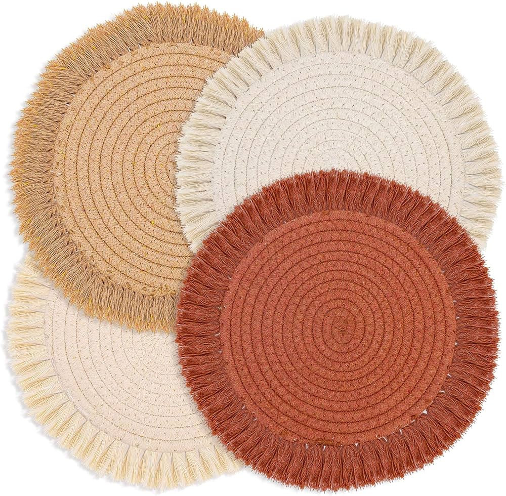 Pot Holder Trivet Set 4Pcs Pot Holders for Kitchen 8 Inch Trivets for Hot Dishes Round Cotton Hot... | Amazon (US)