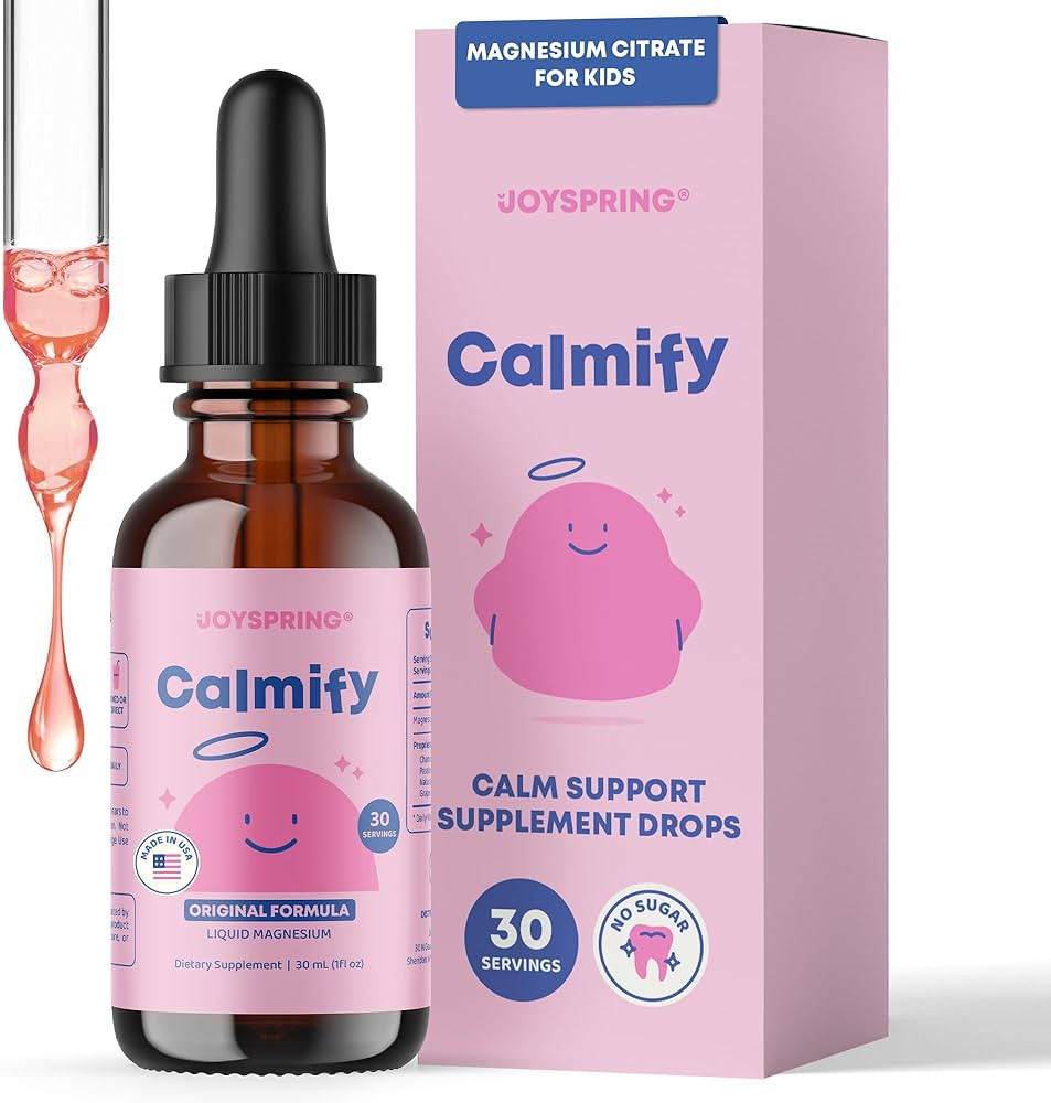 JoySpring Calmify Magnesium Citrate Liquid for Kids - Sugar-Free, Gluten-Free Calming Supplement ... | Amazon (US)