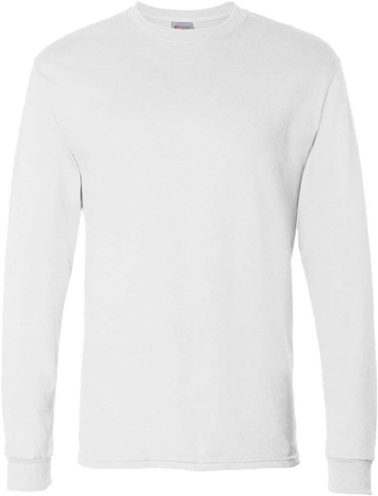 Hanes Men's Essentials Long Sleeve T-Shirt Pack, Crewneck Cotton Tees, 4-Pack | Amazon (US)