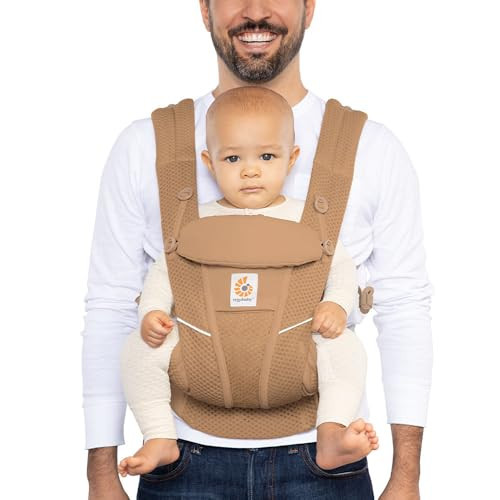 Ergobaby Omni Breeze All Carry Positions Breathable Mesh Baby Carrier with Enhanced Lumbar Support & Airflow (7-45 Lb), Camel Brown | Amazon (US)
