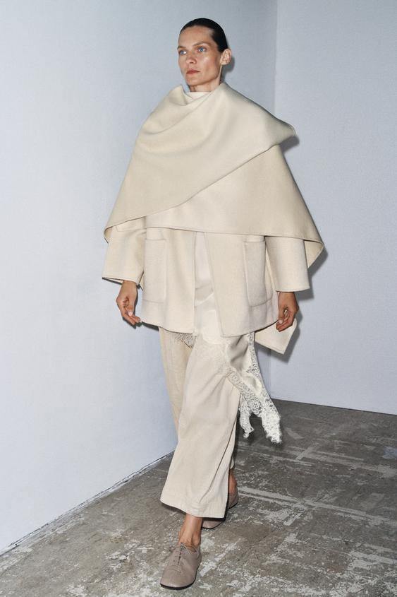 ZW COLLECTION WOOL BLEND CAPE COAT | Zara US