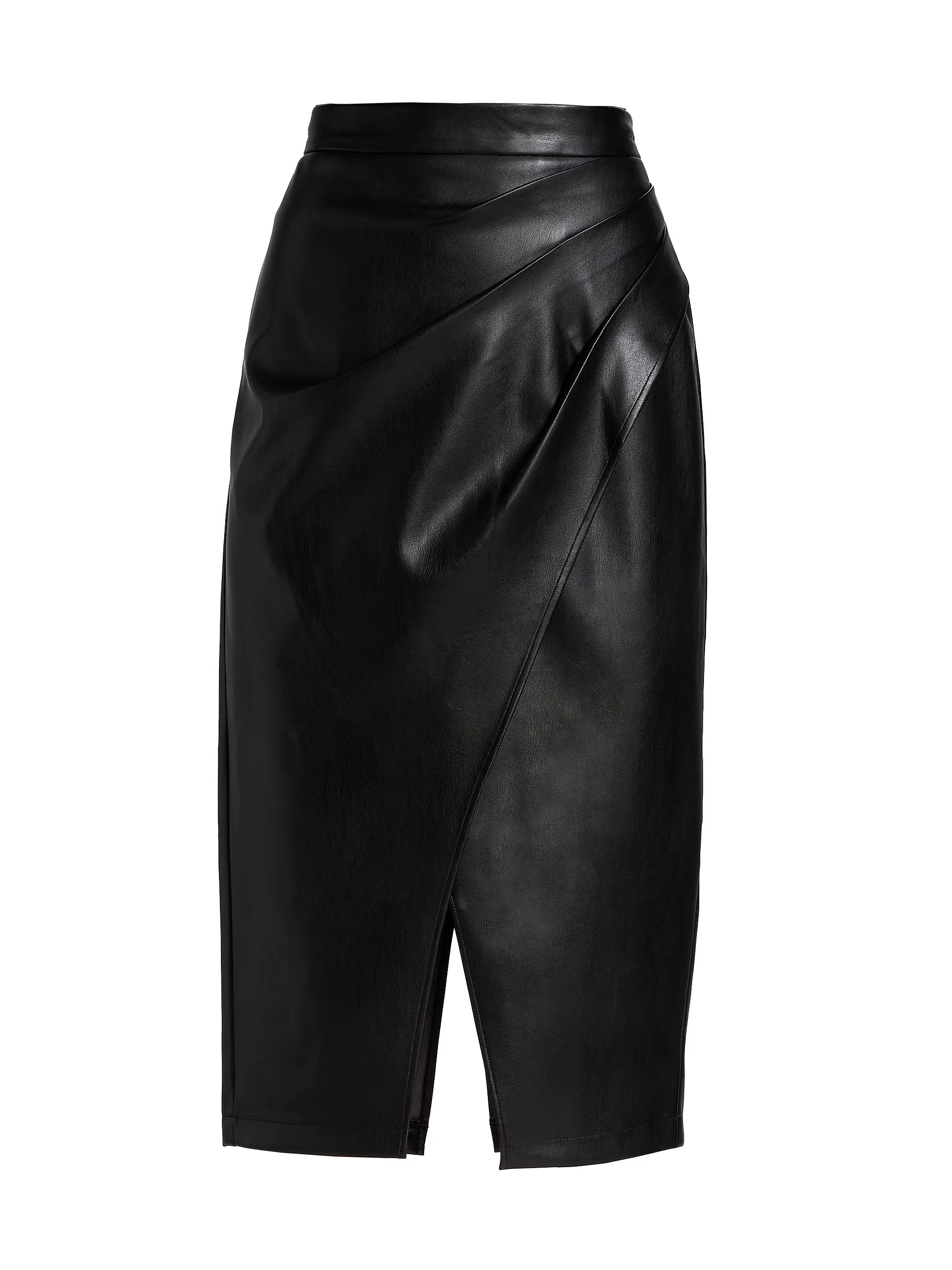 Elie Tahari Gathered Vegan Leather Skirt | Saks Fifth Avenue | Saks Fifth Avenue