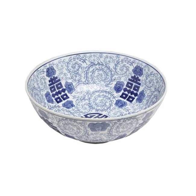 AA Importing 59880 14 in. Blue & White Bowl - Walmart.com | Walmart (US)