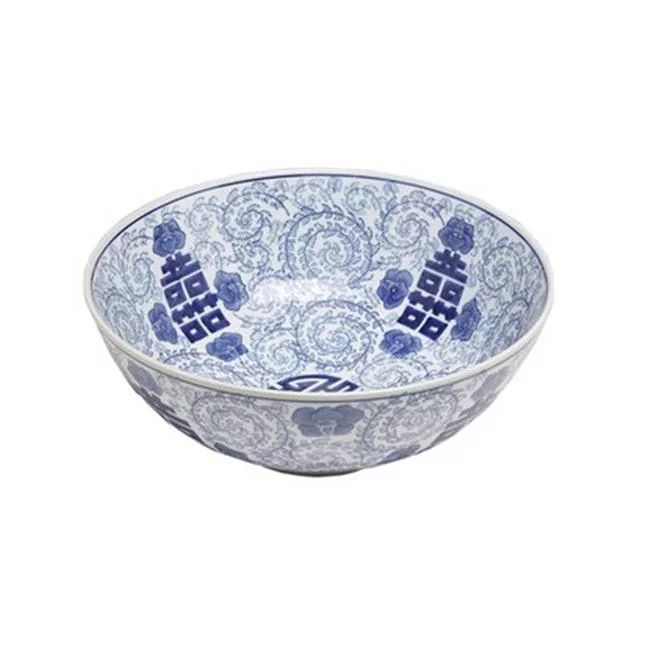 AA Importing 59880 14 in. Blue & White Bowl | Walmart (US)
