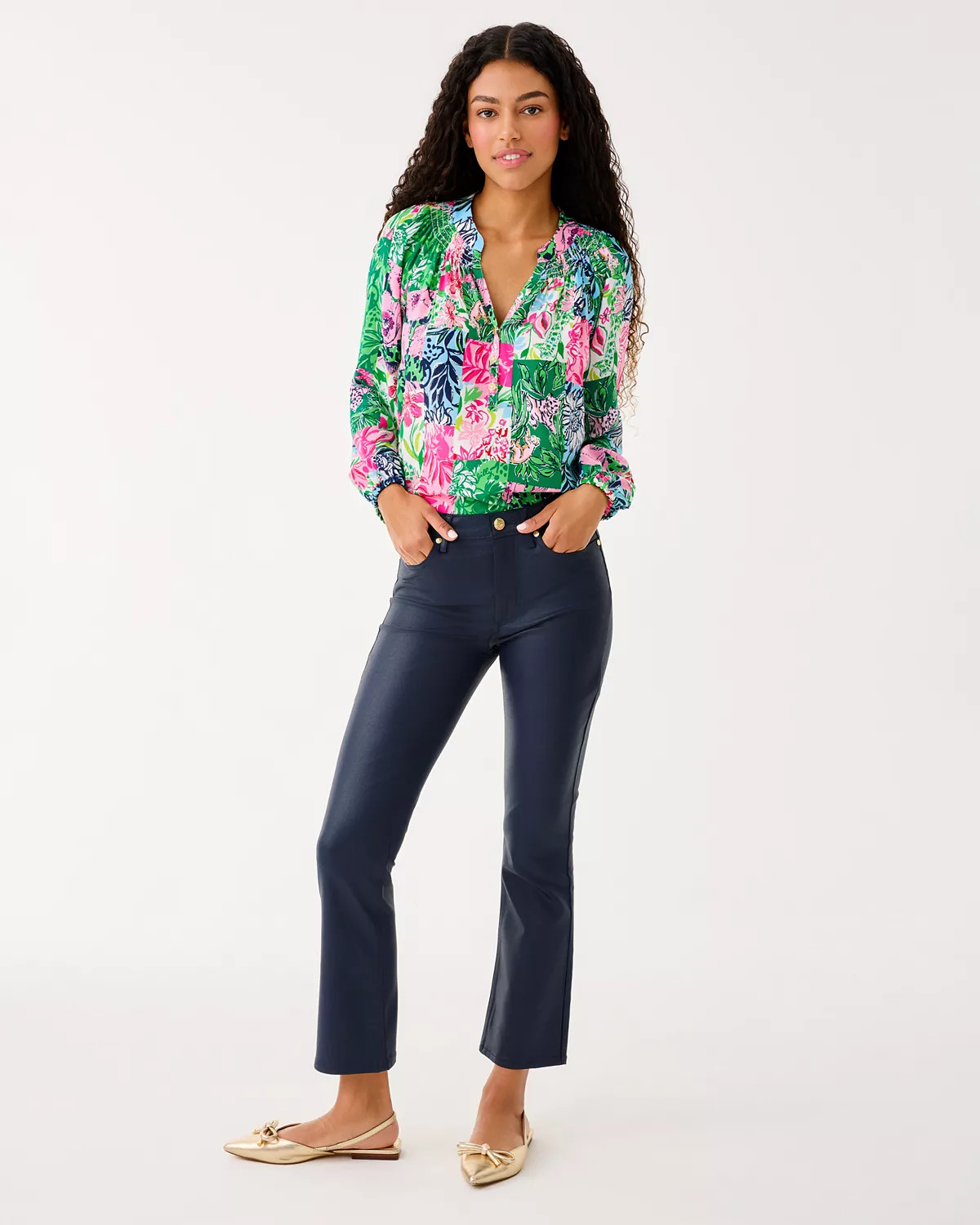28" Liza Coated Crop Flare Jean | Lilly Pulitzer
