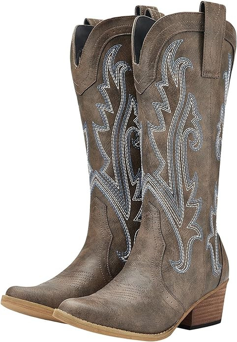HISEA Rollda Cowboy Boots for Women, Cowgirl Boots, Comfortable Western Boots with Pointed Toe St... | Amazon (US)