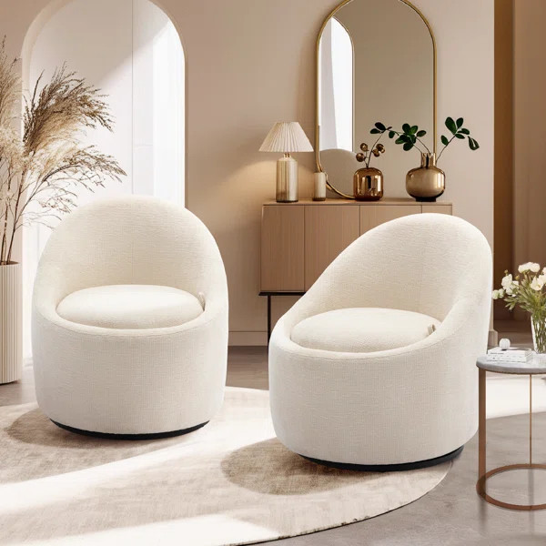 Elijana Modern Upholstered Swivel Barrel Chair,No Assembly Required (Set of 2) | Wayfair North America