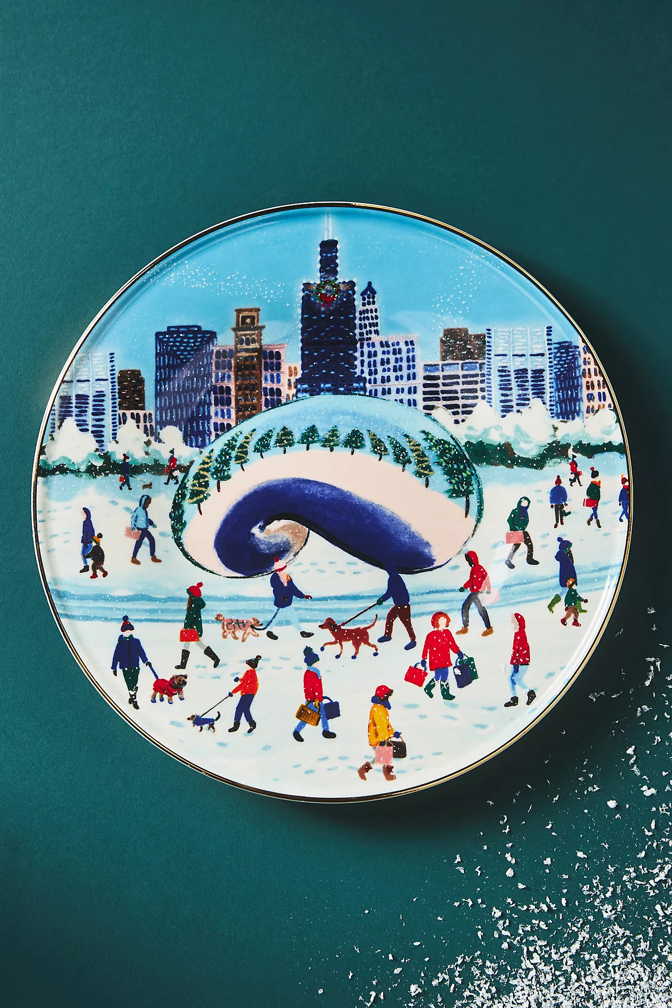Holiday In the City Stoneware Dessert Plate | Anthropologie (US)