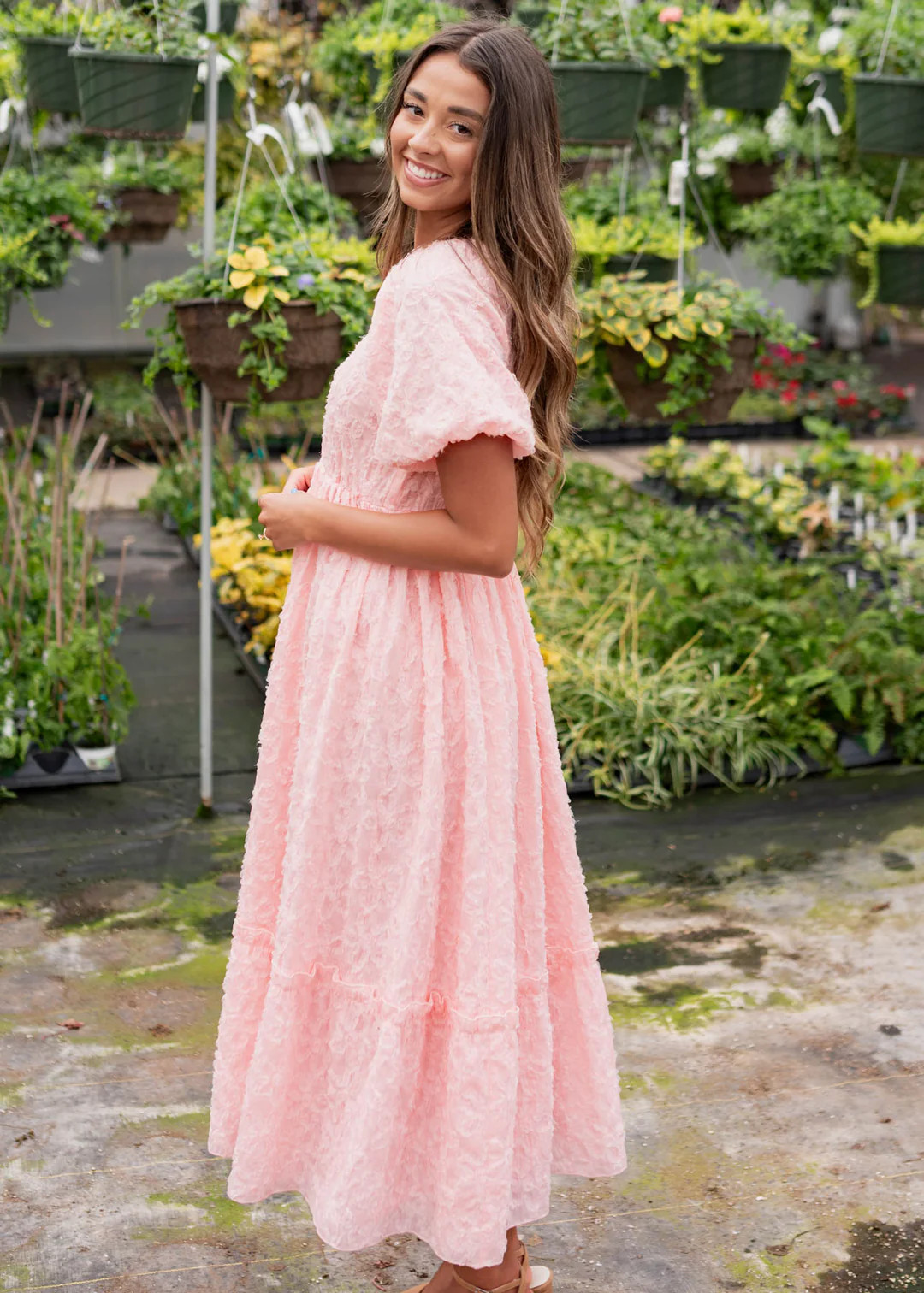 Carlee Pink Floral Textured Dress | My Sister's Closet Boutique