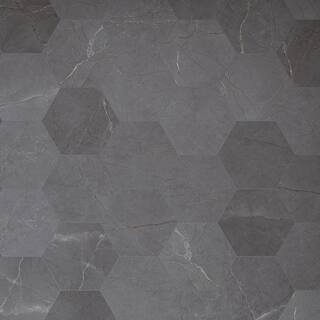 Elegance Dark Gray Hexagon 7.7 in. x 8.9 in. Matte Porcelain Marble look Floor and Wall Tile (9.0... | The Home Depot